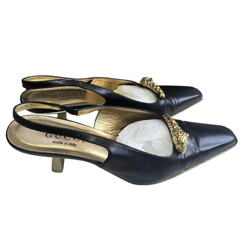 Vintage 2000s Tom Ford for Gucci Black and Good slingback Pumps sz 36 C